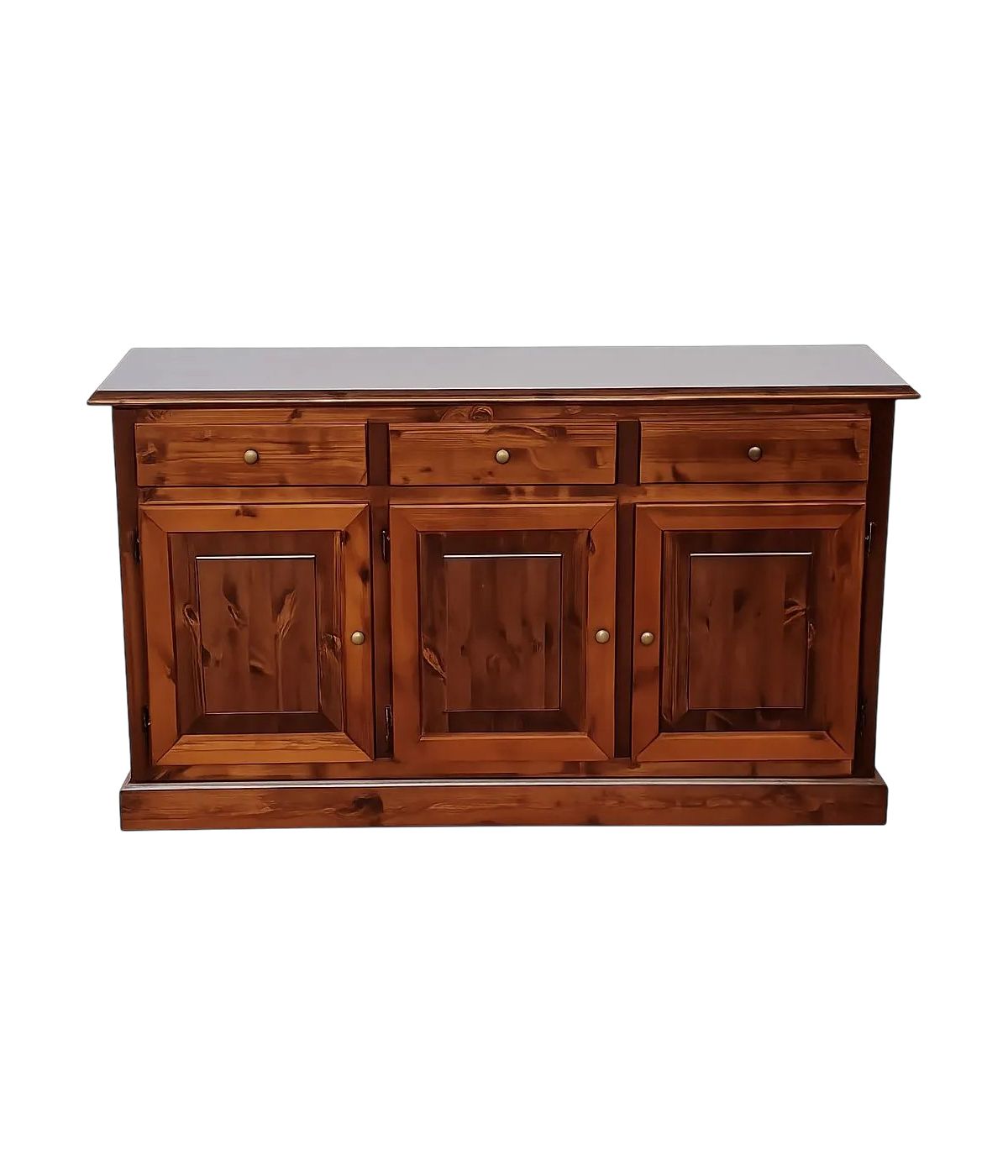 Madia credenza 3 porte massello pino rustica tinta noce 147X45X85
