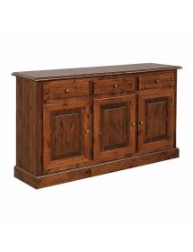 Madia credenza 3 porte massello pino rustica tinta noce 147X45X85