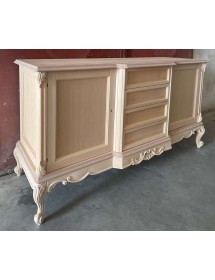 Credenza 2 porte 4 cassetti classica barocco Legno bianco 174x60x92