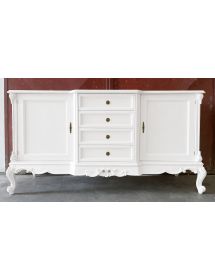 Credenza 2 porte 4 cassetti classica barocco Legno bianco 174x60x92