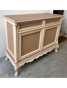 MOBILI 2G - Credenza 2 porte 2 cassetti classica barocco Legno grezzo 118x55x92 vista frontale
