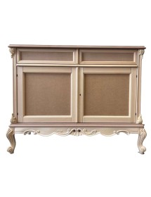 MOBILI 2G - Credenza 2 porte 2 cassetti classica barocco Legno grezzo 118x55x92 vista frontale