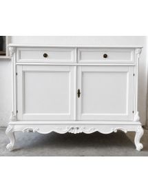 Credenza 2 porte 2 cassetti classica barocco Legno bianco 118x55x92