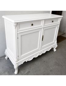 Credenza 2 porte 2 cassetti classica barocco Legno bianco 118x55x92