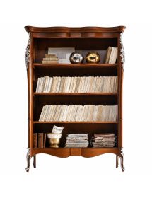 MOBILI 2G - LIBRERIA CLASSICA SAGOMATA IN LEGNO TINTA NOCE L.145 P.50 H.203