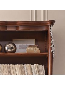 MOBILI 2G - LIBRERIA CLASSICA SAGOMATA IN LEGNO TINTA NOCE L.145 P.50 H.203