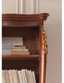 Libreria classica legno intaglio oro argento L.82 P.50 H.203