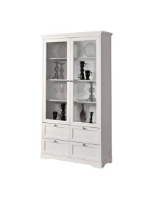 MOBILI 2G - VETRINA  2 PORTE IN LEGNO SHABBY BIANCO OPACO L.100 P.40 H.190 vista frontale