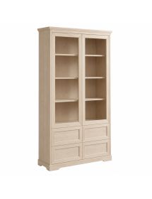 Vetrina 2 porte 4 cassetti in legno grezzo 100x40x190