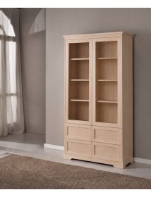 Vetrina 2 porte 4 cassetti in legno grezzo 100x40x190