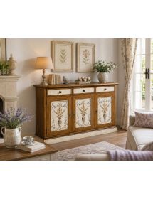 Madia credenza legno 3 porte shabby dipinto bassano 156x42x85
