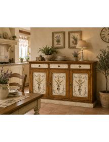 Madia credenza legno 3 porte shabby dipinto bassano 156x42x85
