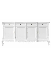 Credenza 4 porte 4 cassetti classica barocco Legno bianco 227x60x106