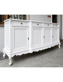 Credenza 4 porte 4 cassetti classica barocco Legno bianco 227x60x106