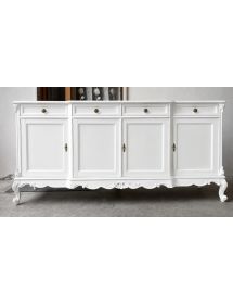 Credenza 4 porte 4 cassetti classica barocco Legno bianco 227x60x106