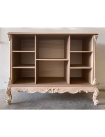 Credenza bacheca a giorno classica barocco Legno bianco 130x48x100