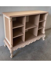 Credenza bacheca a giorno classica barocco Legno bianco 130x48x100