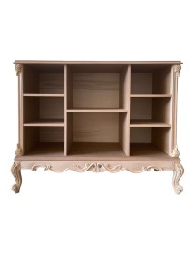 Credenza bacheca a giorno classica barocco Legno bianco 130x48x100