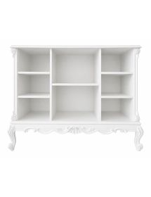 Credenza bacheca a giorno classica barocco Legno bianco 130x48x100
