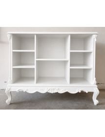 Credenza bacheca a giorno classica barocco Legno bianco 130x48x100