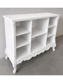 Credenza bacheca a giorno classica barocco Legno bianco 130x48x100