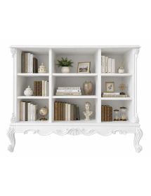 Credenza bacheca a giorno classica barocco Legno bianco 130x48x100