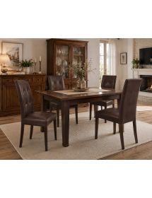SET 2 SEDIE MODERNE IN ECOPELLE 4 BOTTONI MARRONE (676)