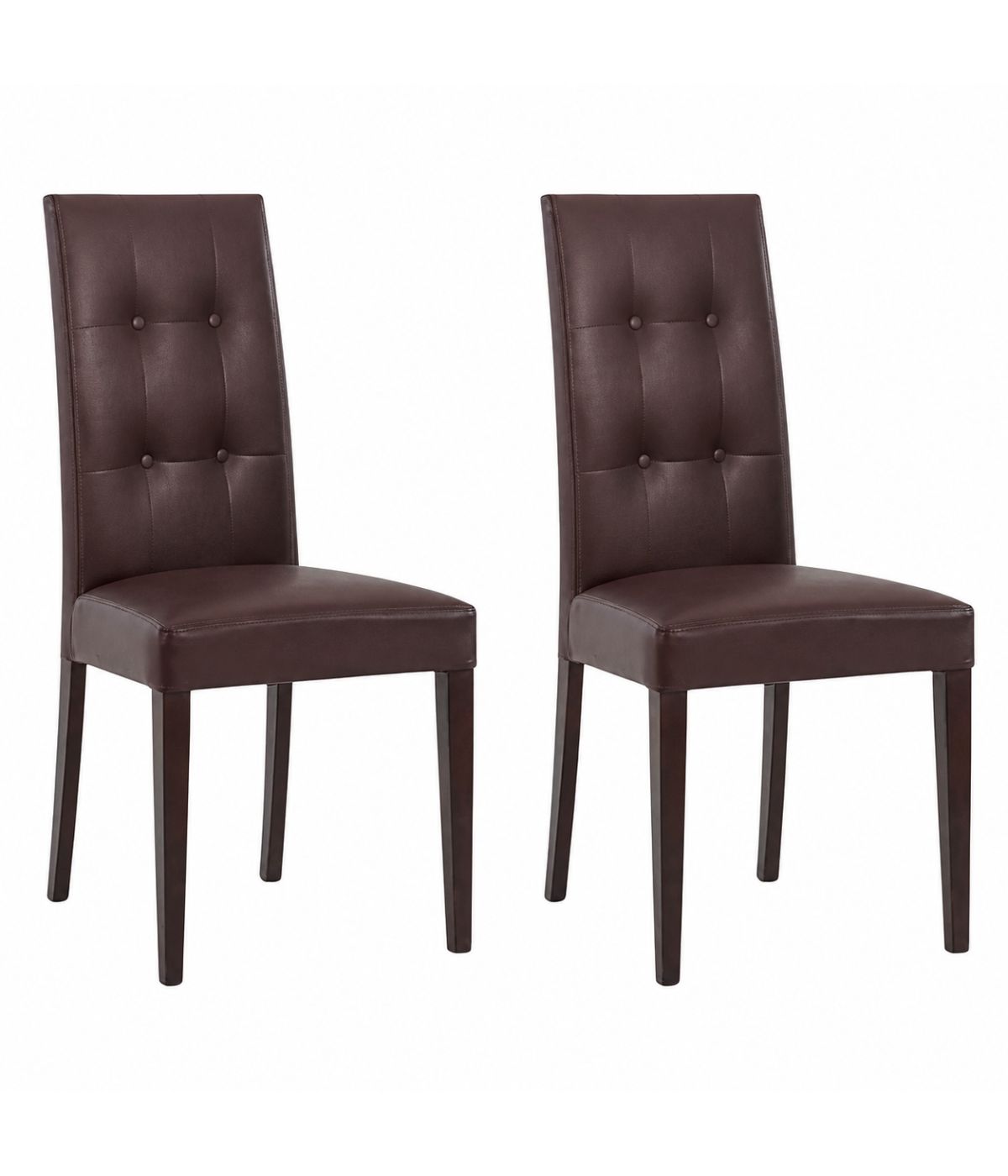 SET 2 SEDIE MODERNE IN ECOPELLE 4 BOTTONI MARRONE (676)