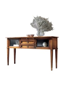 Consolle classica 3 cassetti 2 porte legno grezzo 140X40x80
