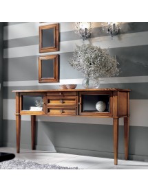 Consolle classica 3 cassetti 2 porte legno grezzo 140X40x80