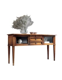 Consolle classica 3 cassetti 2 porte legno grezzo 140X40x80