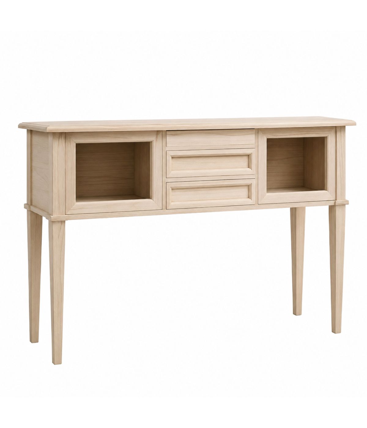 Consolle classica 3 cassetti 2 porte legno grezzo 140X40x80