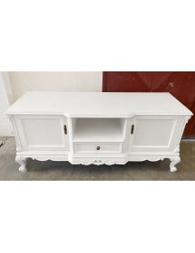 Porta tv 2 ante 1 cassetto classico barocco Legno bianco 174x60x76