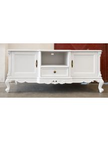 Porta tv 2 ante 1 cassetto classico barocco Legno bianco 174x60x76