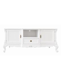 Porta tv 2 ante 1 cassetto classico barocco Legno bianco 174x60x76