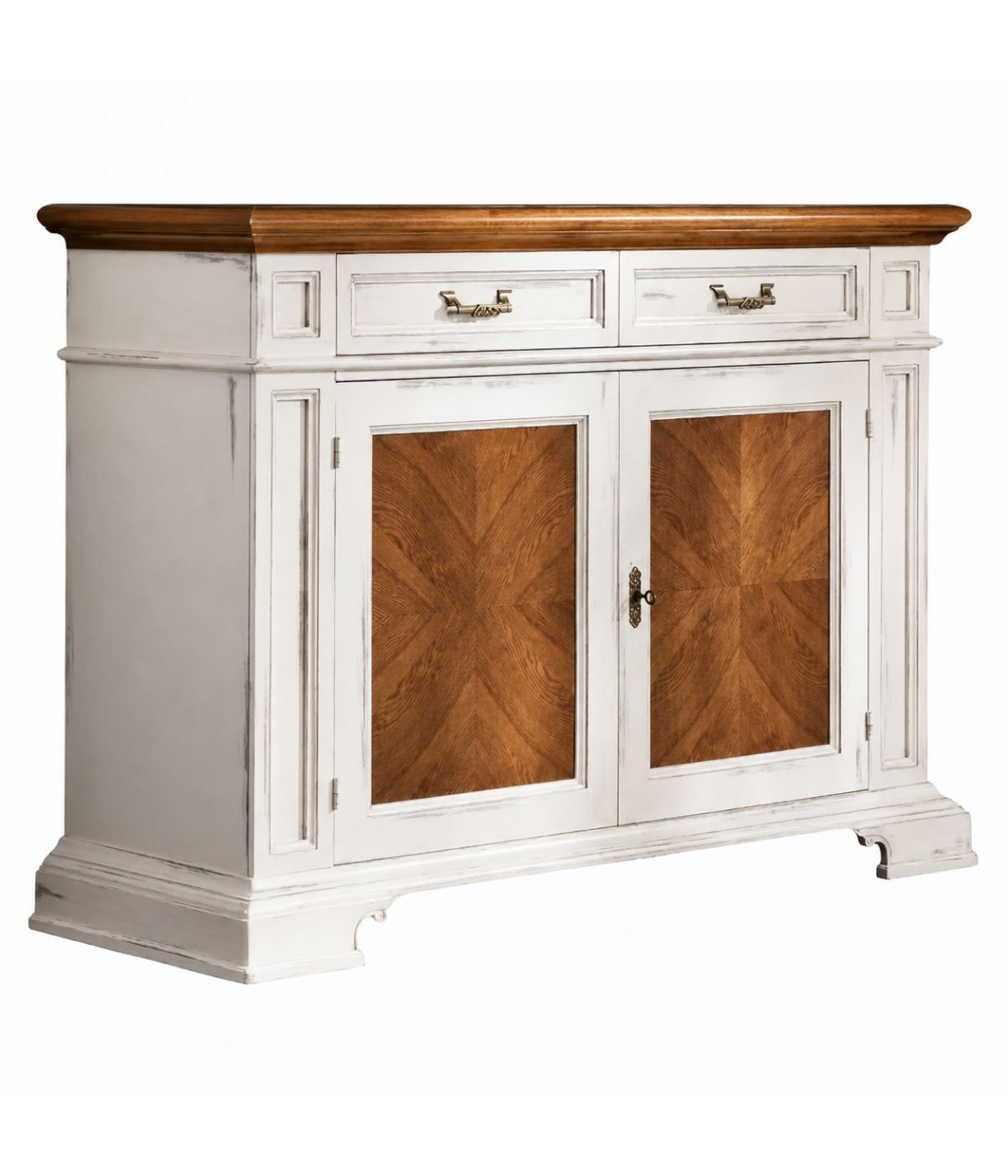 Credenza 2 porte con vano segreto legno shabby bicolore 141X48x101