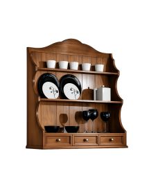 CREDENZA CON PIATTAIA CLASSICA LEGNO SHABBY 140X48x205