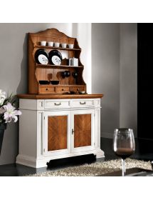 MOBILI 2G - CREDENZA CON PIATTAIA CLASSICA LEGNO SHABBY 140X48x205
