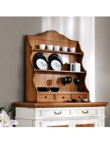 MOBILI 2G - CREDENZA CON PIATTAIA CLASSICA LEGNO SHABBY 140X48x205