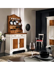 MOBILI 2G - CREDENZA CON PIATTAIA CLASSICA LEGNO SHABBY 140X48x205