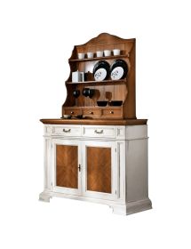MOBILI 2G - CREDENZA CON PIATTAIA CLASSICA LEGNO SHABBY 140X48x205