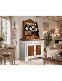 MOBILI 2G - CREDENZA CON PIATTAIA CLASSICA LEGNO SHABBY 140X48x205