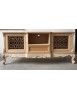 MOBILI 2G - Porta tv 2 ante 1 cassetto classico barocco Legno grezzo incisa 174x60x76 vista frontale