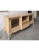 MOBILI 2G - Porta tv 2 ante 1 cassetto classico barocco Legno grezzo incisa 174x60x76 vista frontale