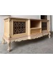 MOBILI 2G - Porta tv 2 ante 1 cassetto classico barocco Legno grezzo incisa 174x60x76 vista frontale