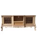 MOBILI 2G - Porta tv 2 ante 1 cassetto classico barocco Legno grezzo incisa 174x60x76 vista frontale