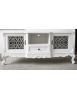 Porta tv 2 ante 1 cassetto classico barocco Legno bianco incisa 174x60x76