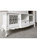Porta tv 2 ante 1 cassetto classico barocco Legno bianco incisa 174x60x76