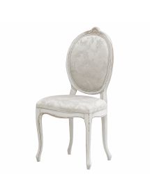 Sedia classica ovalina imbottita legno bianco shabby 49x55x104
