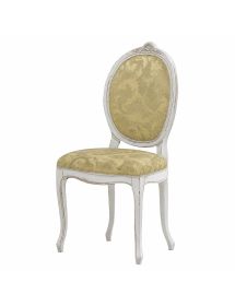 Sedia classica ovalina imbottita legno bianco shabby 49x55x104